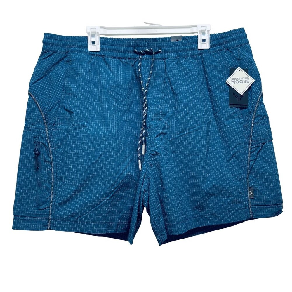 Cross Mens Eyed Moose Quick-Dry Reflective Pond Blue Grid Patterned Shorts XL